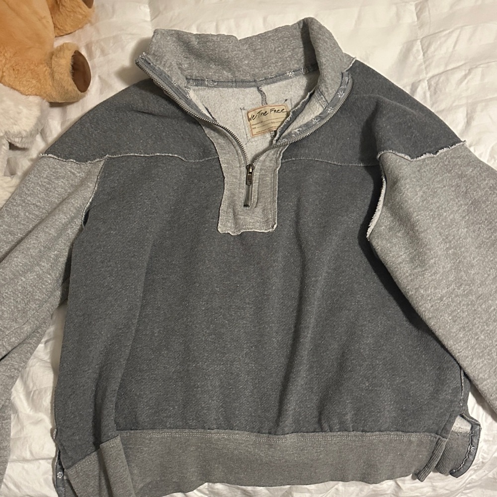 Two toned free people oversized zip up